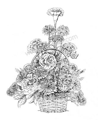 Mix of Flowers in a Woven Basket