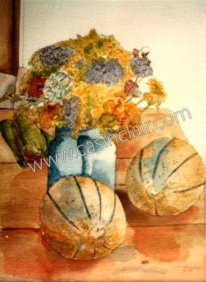 Blue Vase & Melons